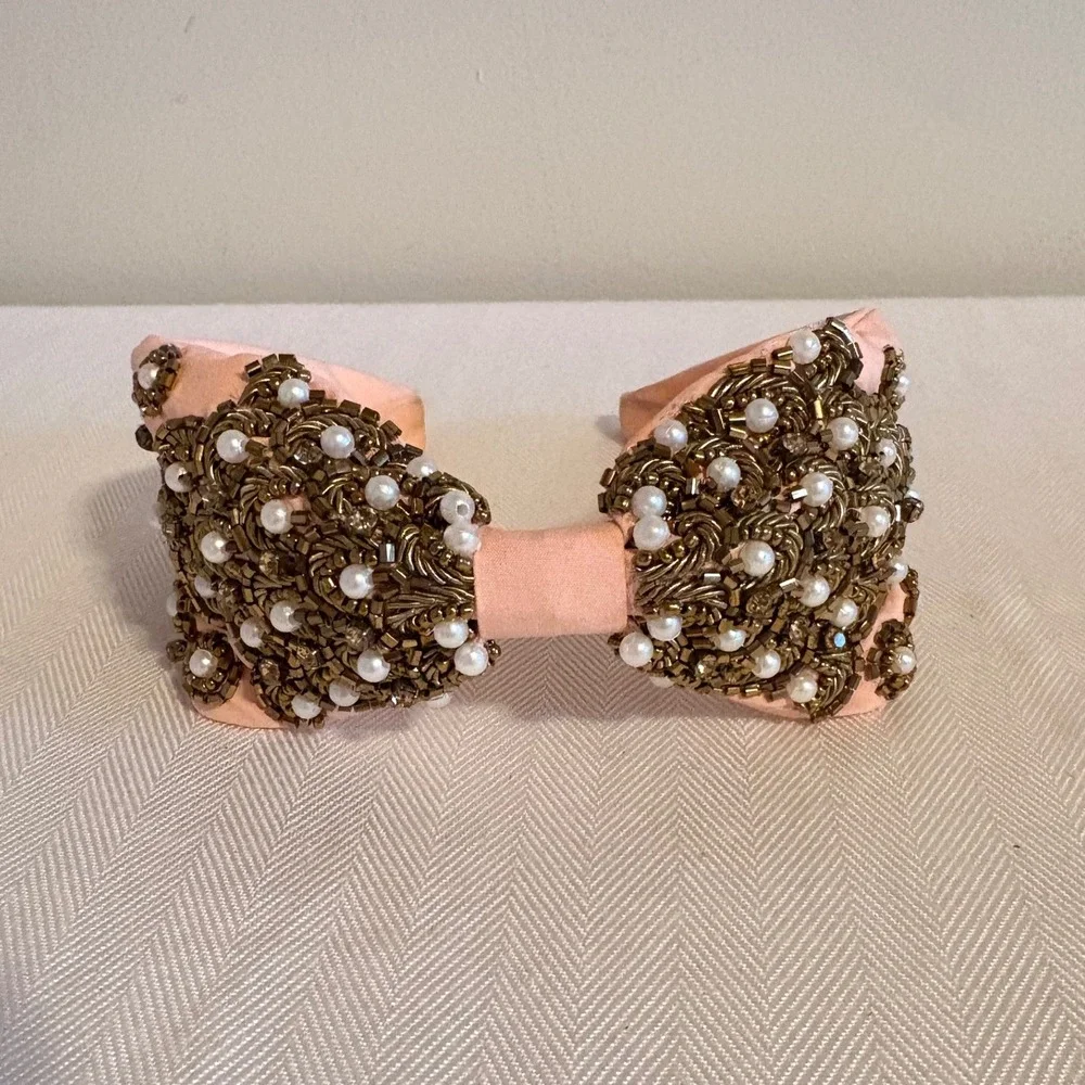 Baroque Beaded Knotted Turban Headband Gold Beadwork‎ Y2K Statement Accessory